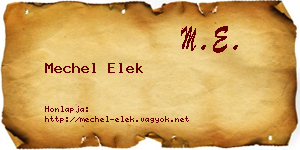 Mechel Elek névjegykártya